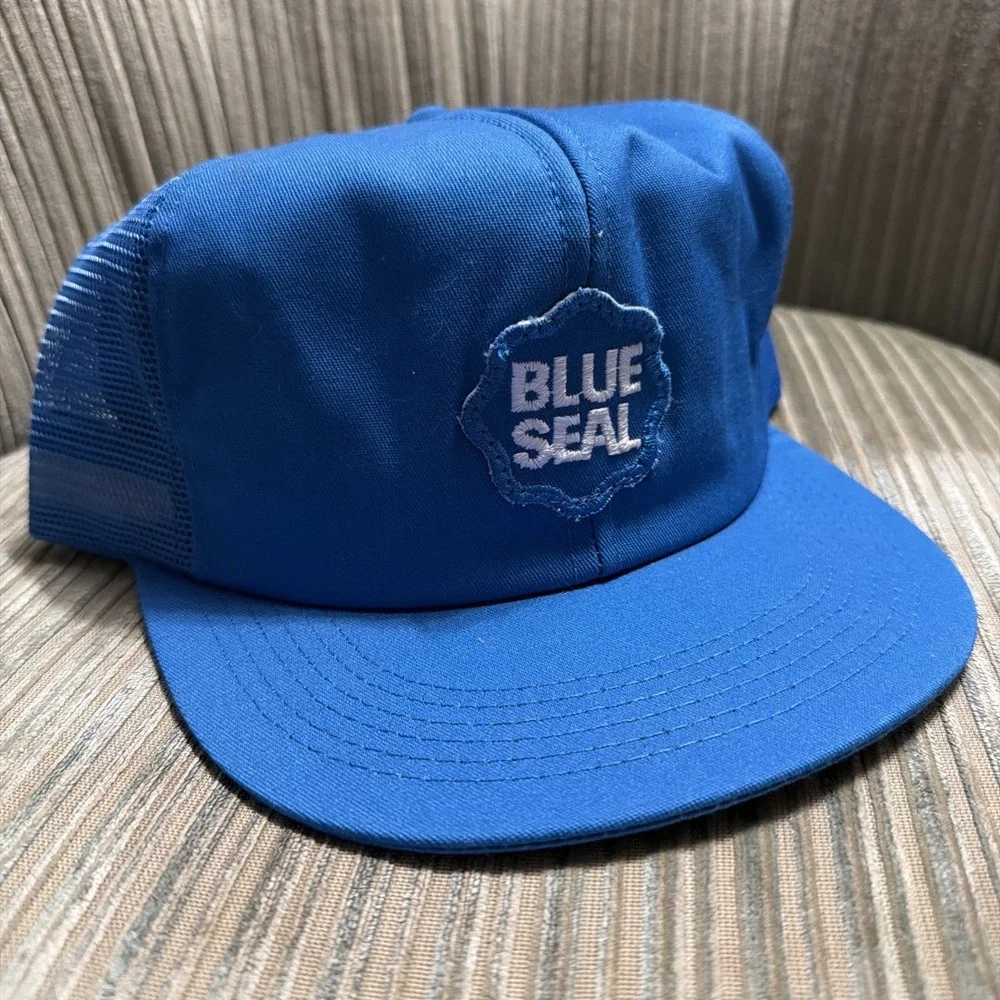 Vintage Blue Seal Feeds Mesh Foam Trucker Hat Cap Agriculture Adjustable Snapbac